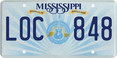 MS license plate LOC848