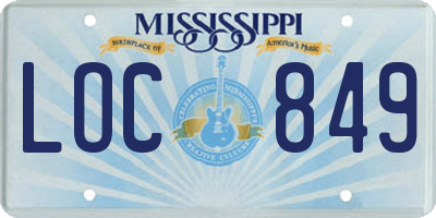 MS license plate LOC849