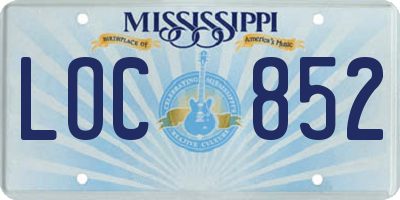 MS license plate LOC852