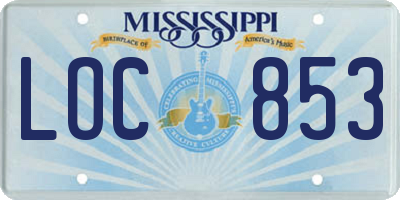 MS license plate LOC853