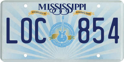 MS license plate LOC854