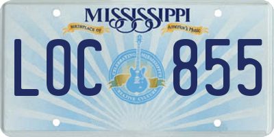 MS license plate LOC855