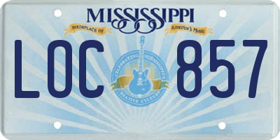MS license plate LOC857