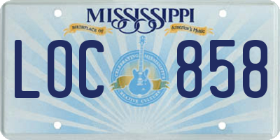 MS license plate LOC858