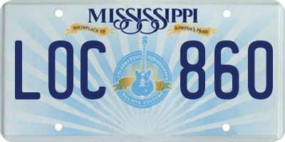 MS license plate LOC860
