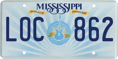 MS license plate LOC862