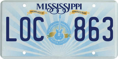 MS license plate LOC863