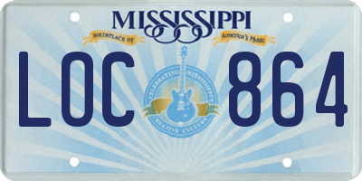 MS license plate LOC864
