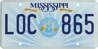 MS license plate LOC865