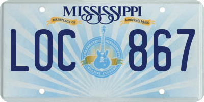 MS license plate LOC867