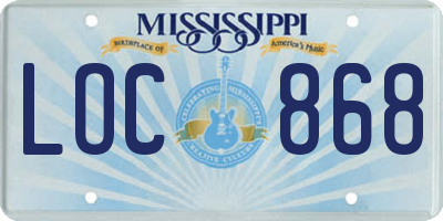 MS license plate LOC868