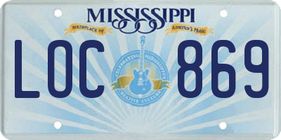 MS license plate LOC869