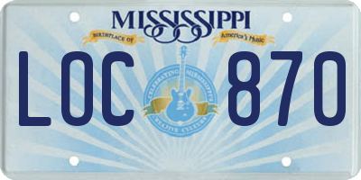 MS license plate LOC870