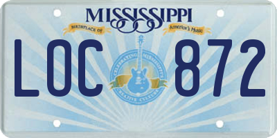 MS license plate LOC872