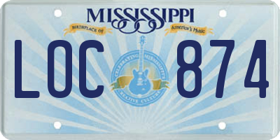MS license plate LOC874