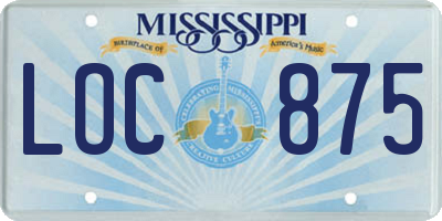 MS license plate LOC875