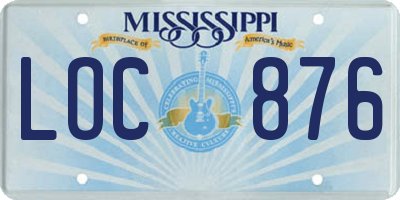 MS license plate LOC876