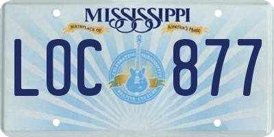 MS license plate LOC877