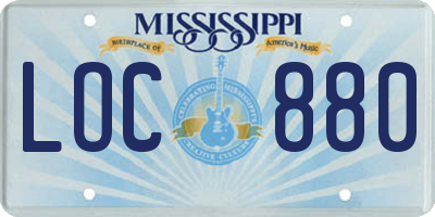 MS license plate LOC880
