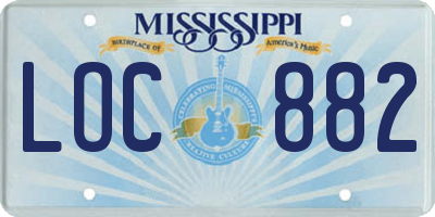 MS license plate LOC882