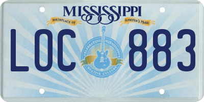 MS license plate LOC883