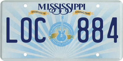 MS license plate LOC884