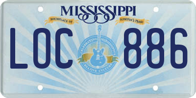 MS license plate LOC886