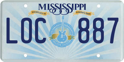 MS license plate LOC887