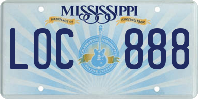 MS license plate LOC888