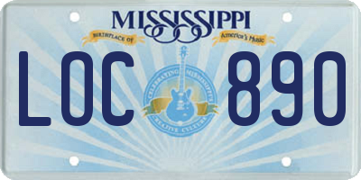 MS license plate LOC890