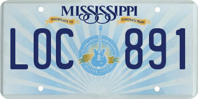 MS license plate LOC891
