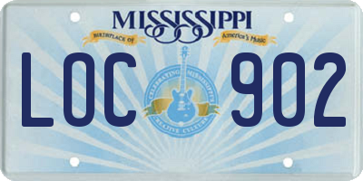 MS license plate LOC902