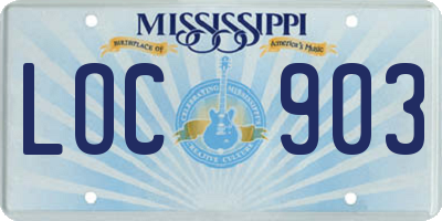 MS license plate LOC903