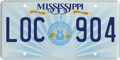 MS license plate LOC904