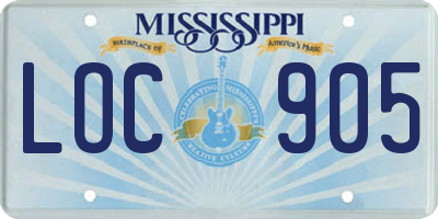 MS license plate LOC905