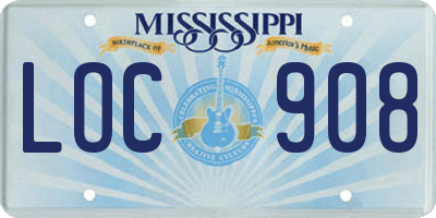 MS license plate LOC908