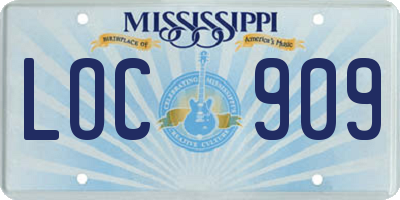 MS license plate LOC909