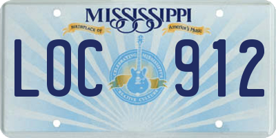 MS license plate LOC912