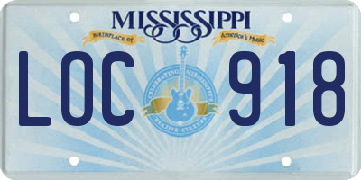 MS license plate LOC918