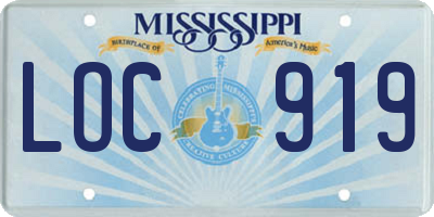 MS license plate LOC919