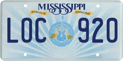 MS license plate LOC920