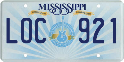 MS license plate LOC921