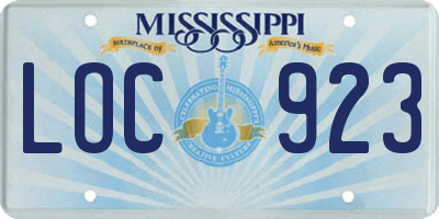 MS license plate LOC923