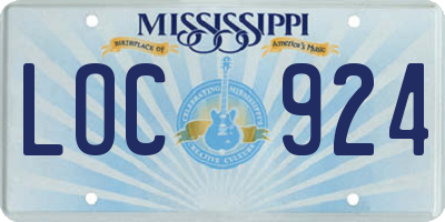 MS license plate LOC924