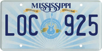 MS license plate LOC925