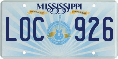 MS license plate LOC926