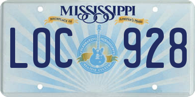 MS license plate LOC928