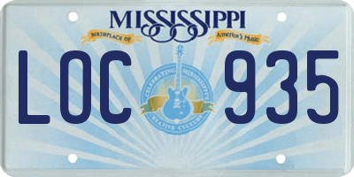 MS license plate LOC935