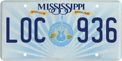 MS license plate LOC936