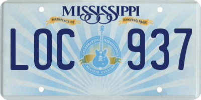 MS license plate LOC937